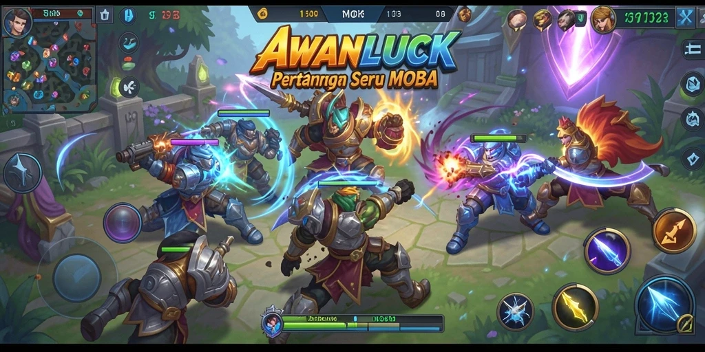 Tampilan gameplay mendebarkan di AWANLUCK MOBA.