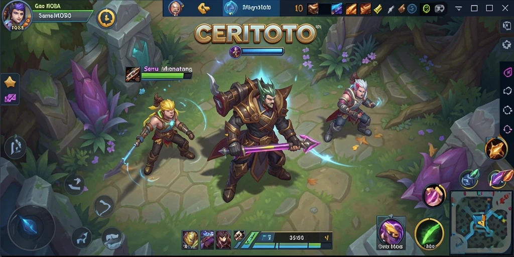 Screenshot menunjukkan aksi mendebarkan dalam game MOBA.