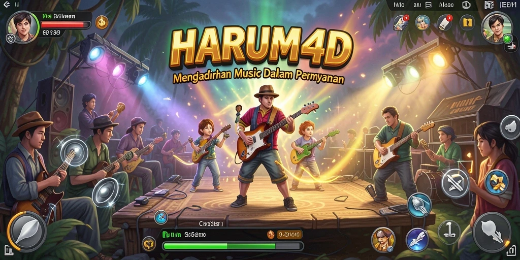 Tangkapan layar HARUM4D menampilkan gameplay musik yang mengasyikkan.