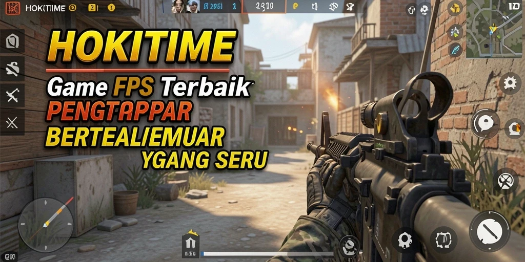Gameplay HOKITIME yang penuh aksi di arena FPS.