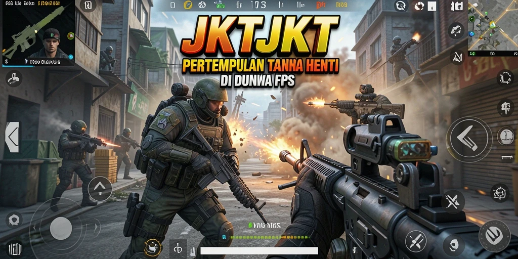 Tampilan gameplay mendebarkan JKTJKT dengan suasana pertempuran intens.