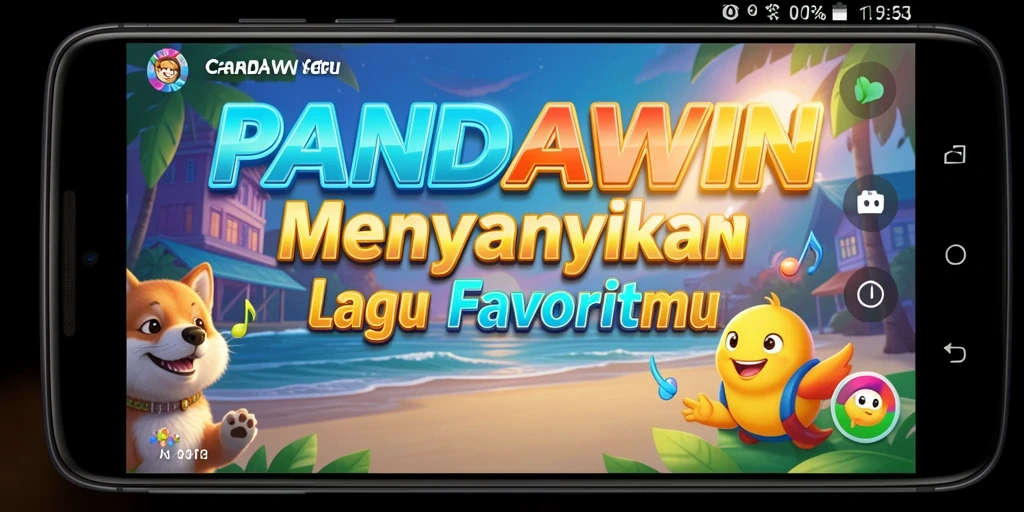 Screenshot gameplay <strong>PANDAWIN</strong> menunjukkan keseruan bernyanyi bersama.